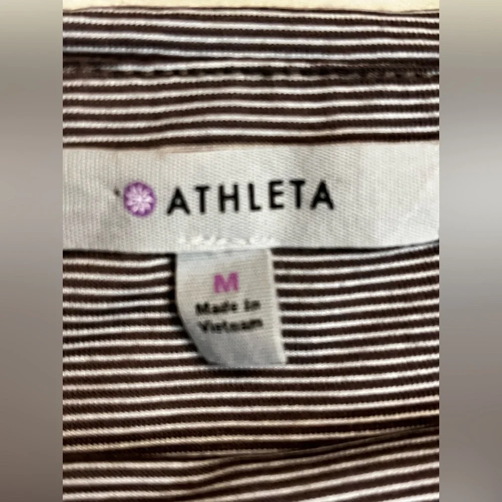Athleta Gray Micro Stripe Westwood Dress Ruched Sleeveless
